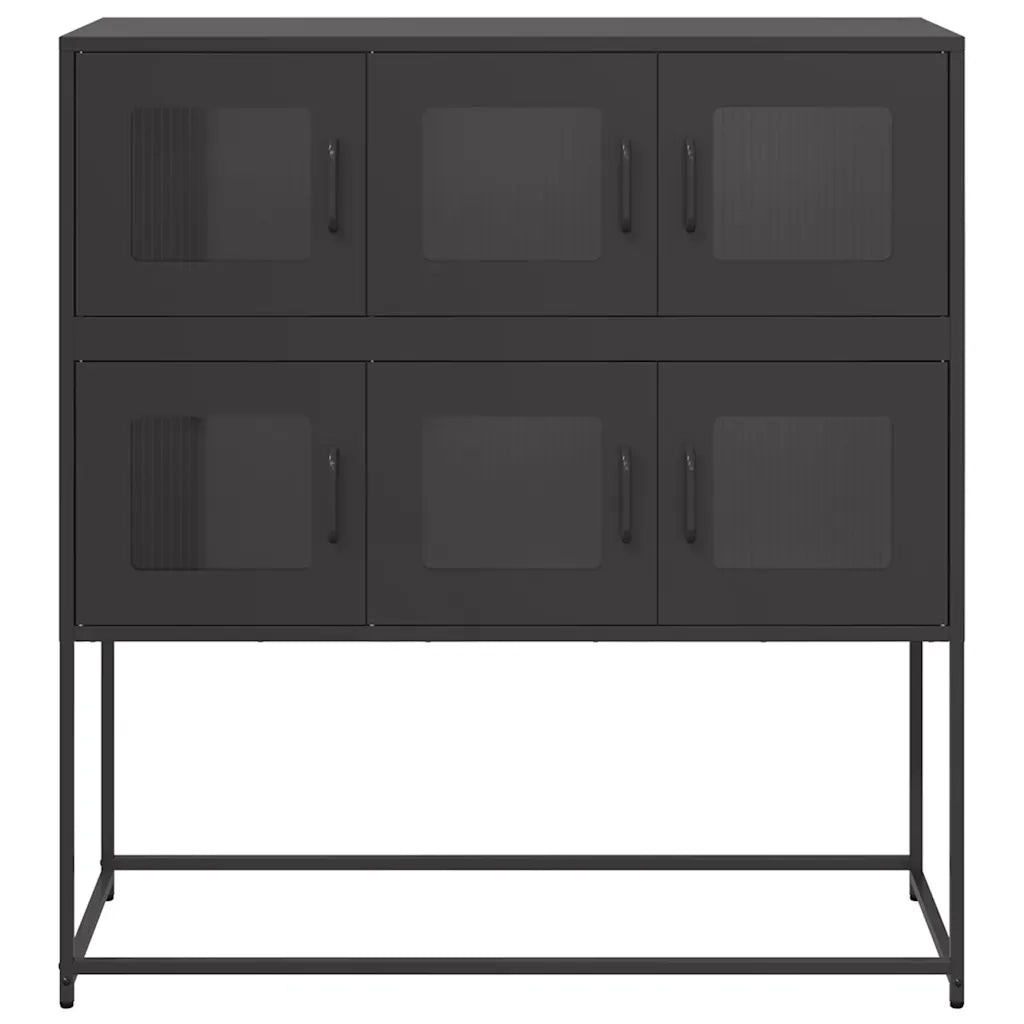 Credenza-Buffet-Armadio da cucina Nera 100,5x39x107 cm in Acciaio Laminato a Freddo 398806