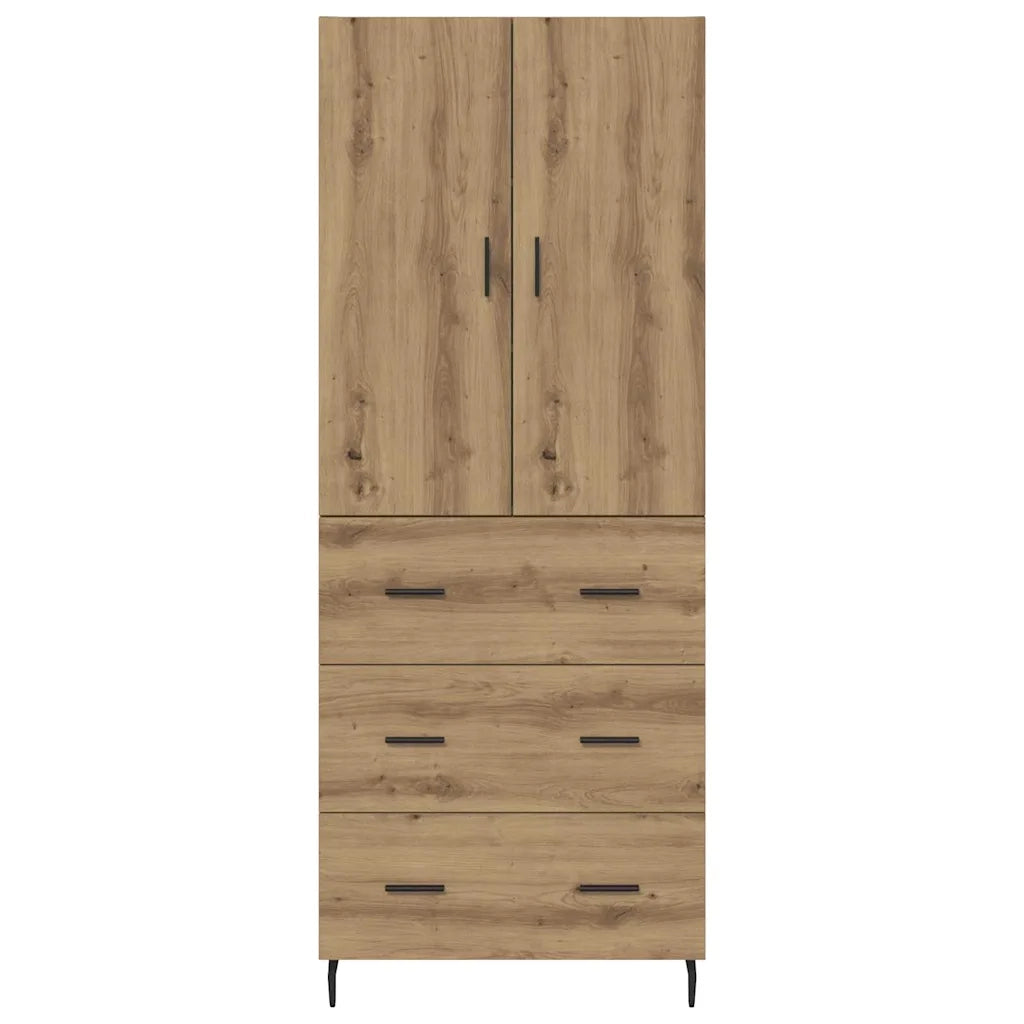 Credenza 2 pcs Rovere artigianale Legno Stratificato e Vetro 3415865