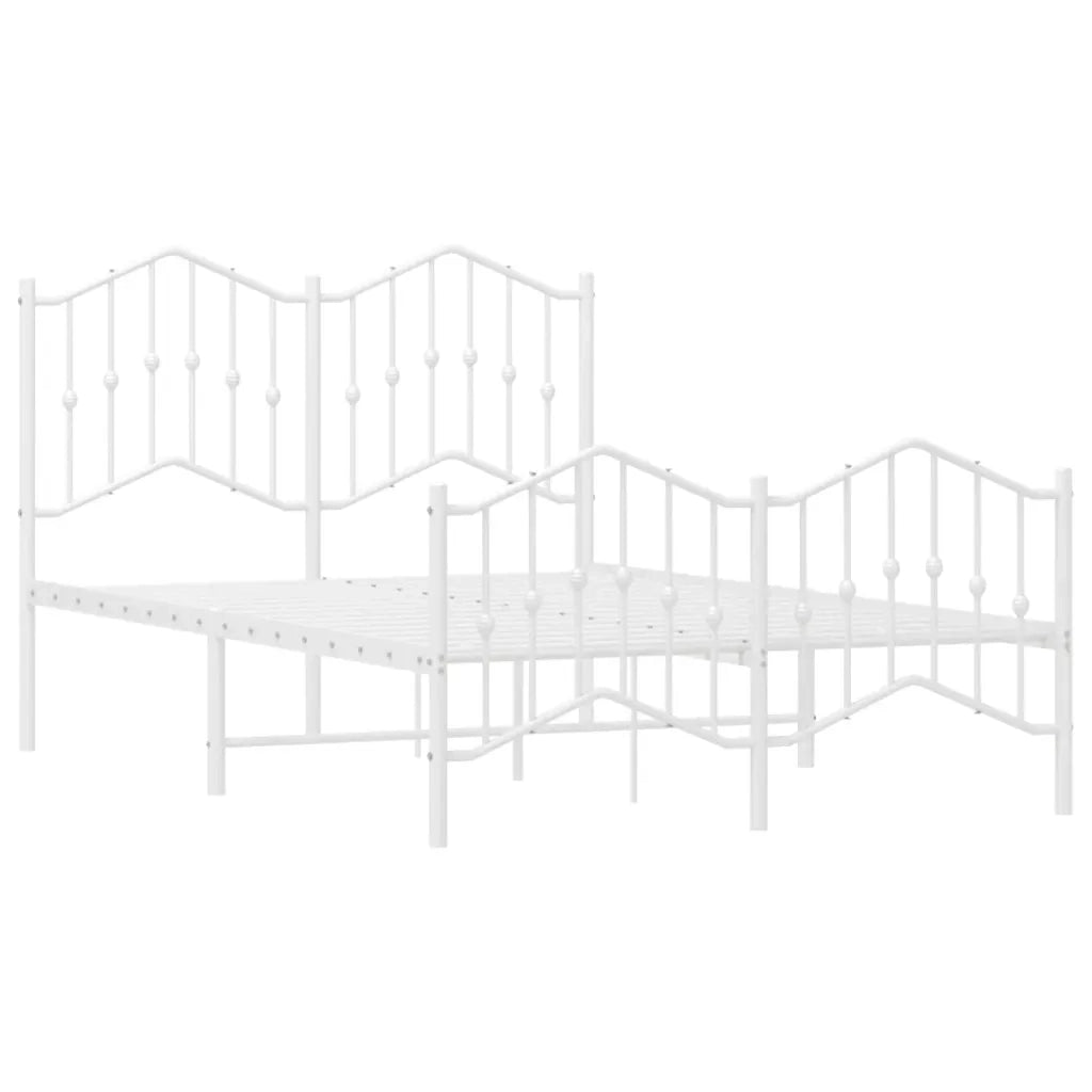 Giroletto con Testiera e Pediera Metallo Bianco 120x190 cm 373853