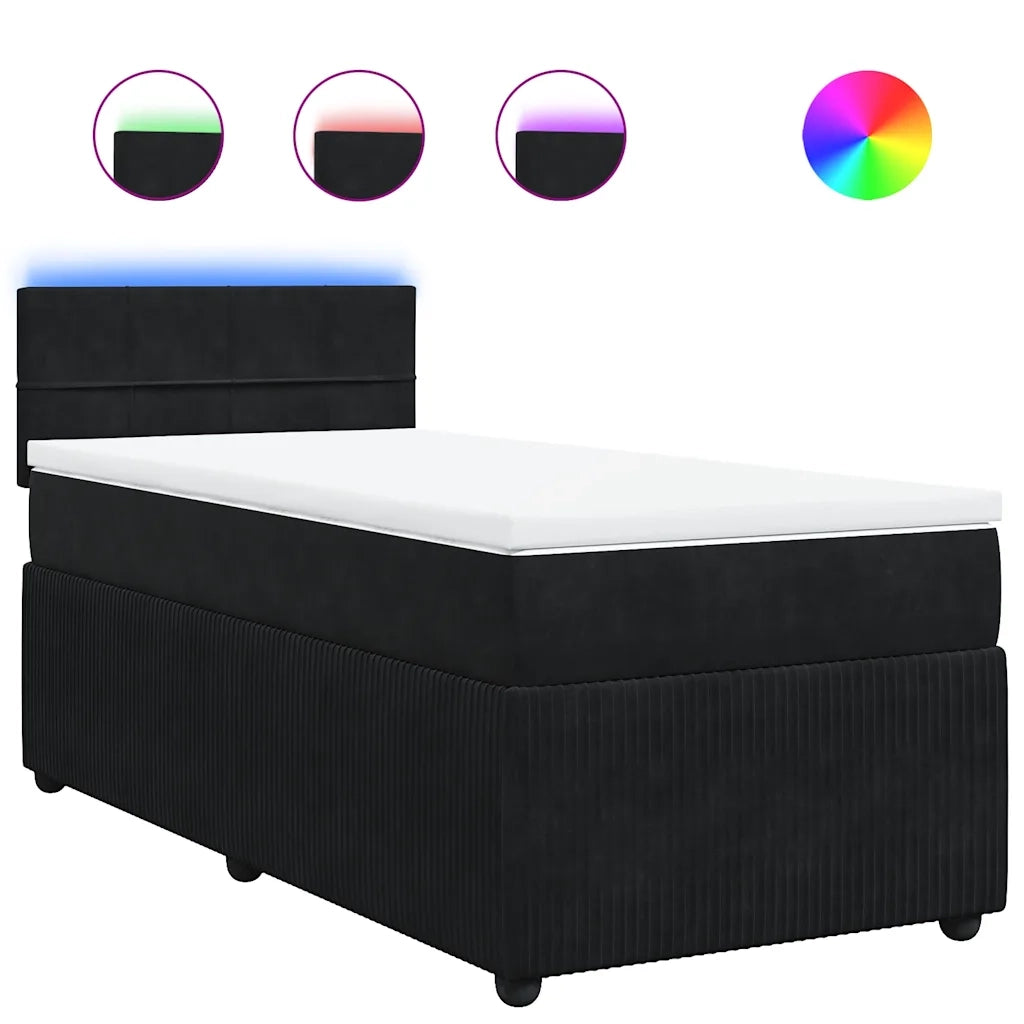 Giroletto a Molle con Materasso Nero 90x190 cm in Velluto 3289928