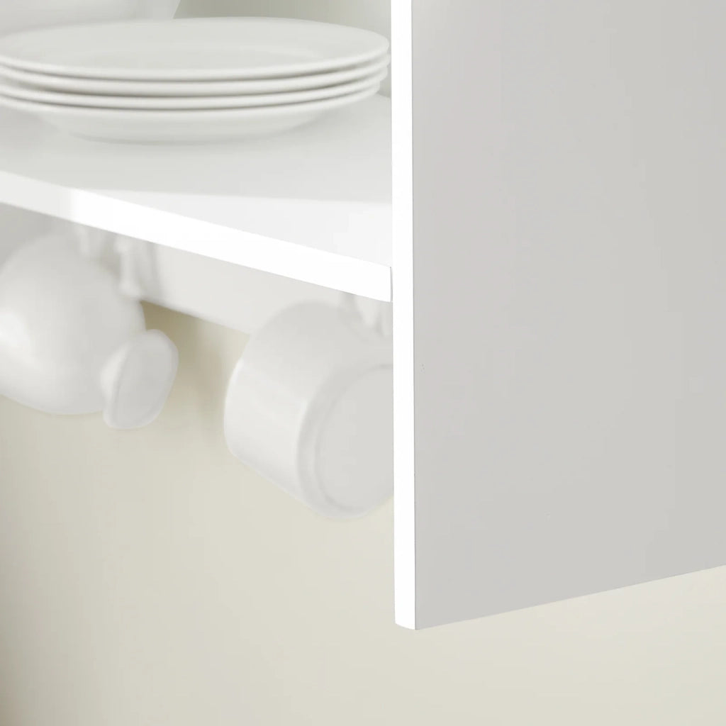 Porta Piatti d'angolo Pensile Cucina Scolapiatti da Muro con 7 Ganci 76x47x12 cm KCR09-W