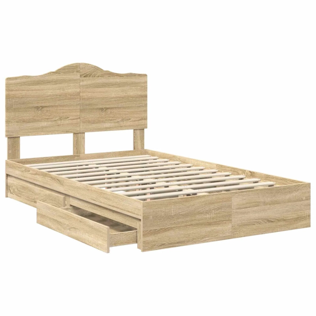 Letto con Contenitore con testiera Rovere Sonoma 135 x 190 cm