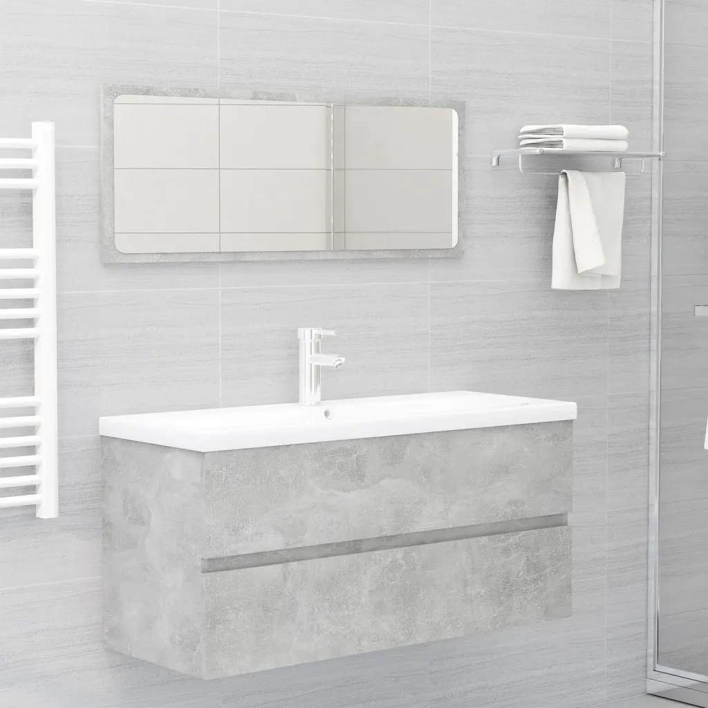 Mobile con Lavabo Integrato Grigio Cemento in Legno Multistrato 3071661