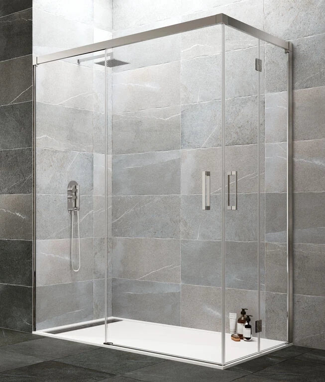 Box doccia angolare TANDEM fisso + scorrevole e pieghevole 85x90 cm (78-83/86.5-89.5) cromo lucido
