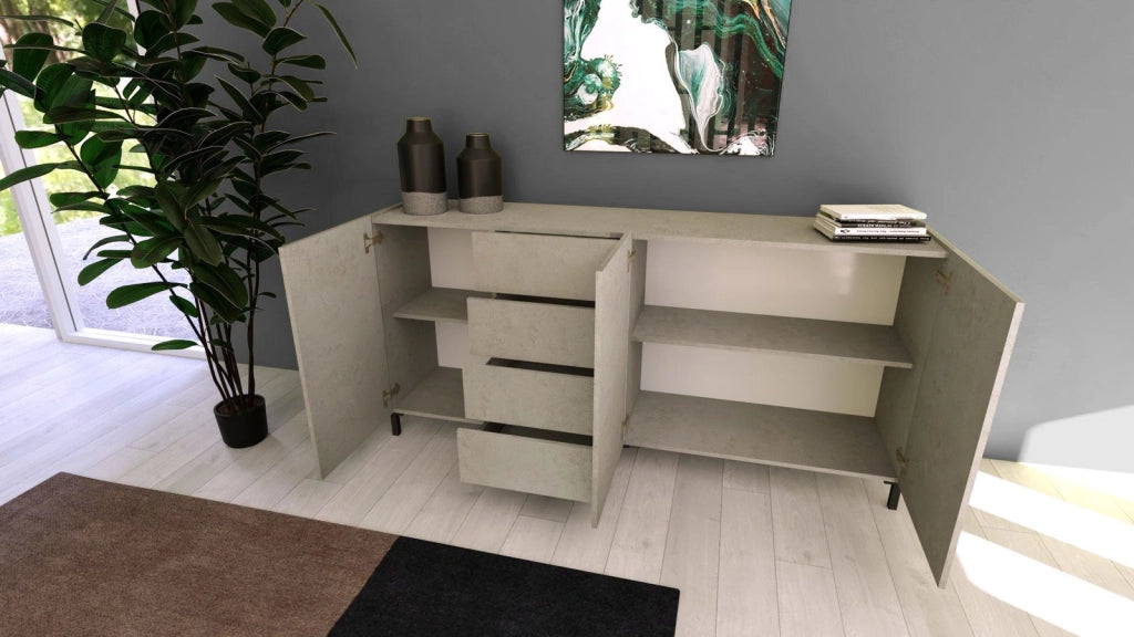 Madia 3 ante/4 cassetti 174x40x84 cm cashmere - SOLARIA