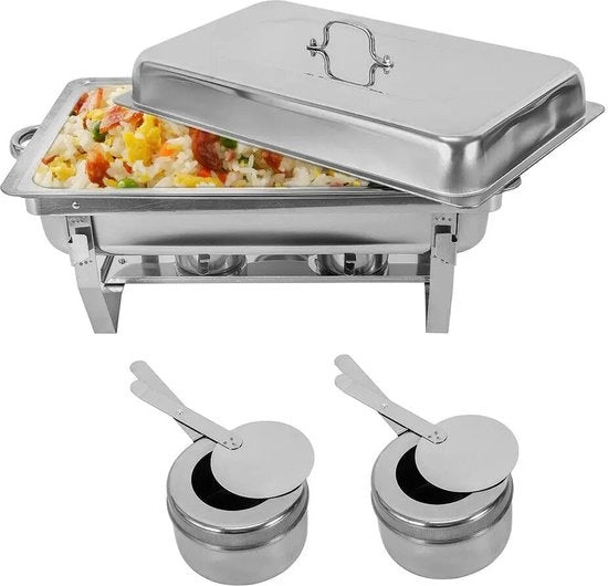 Piatto da servizio - buffet riscaldatore - contenitore per cibo caldo - 9 litri - acciaio inossidabile