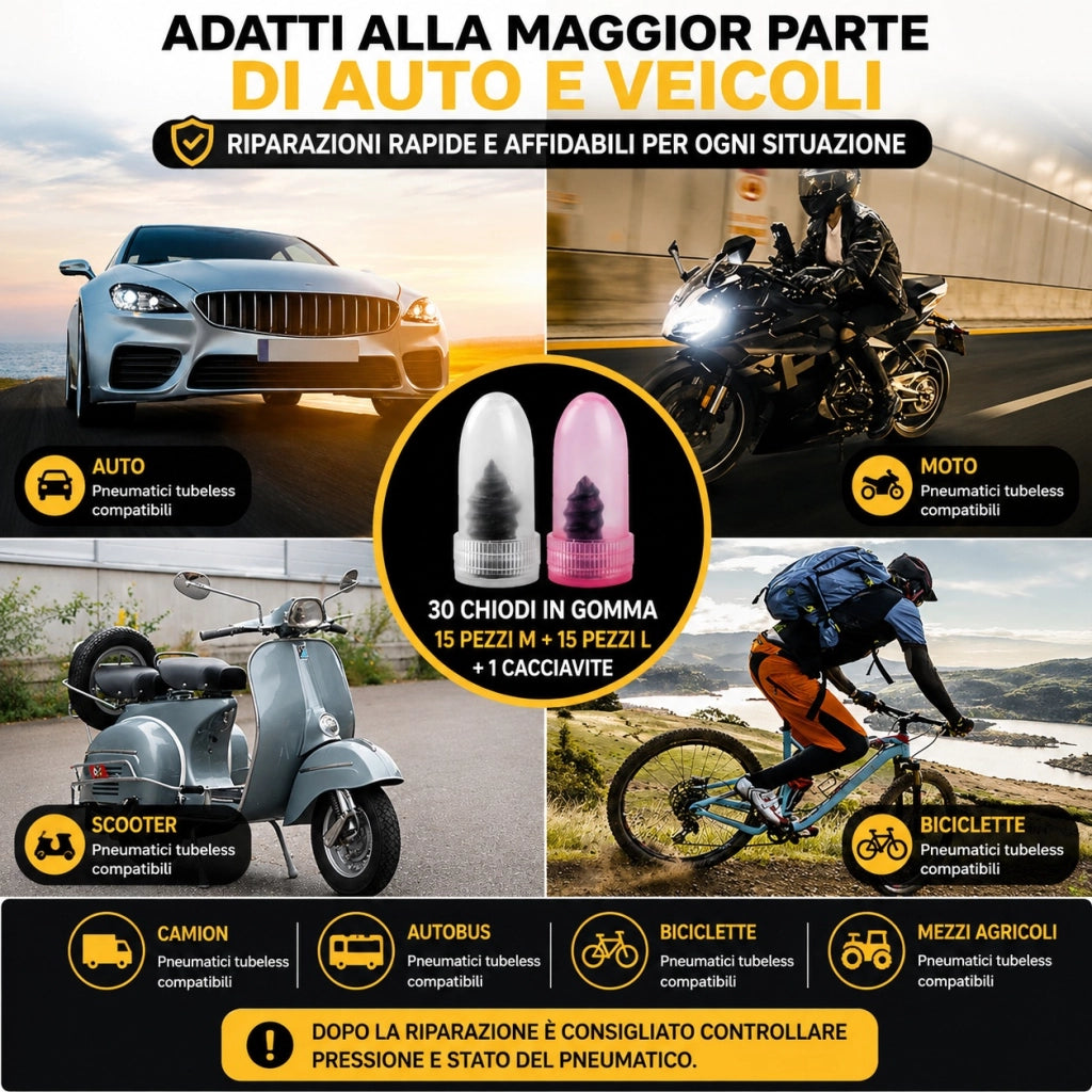 30 Viti Ripara Gomme Per Foratura Auto Moto Ruota Riparazione Pneumatici W17379
