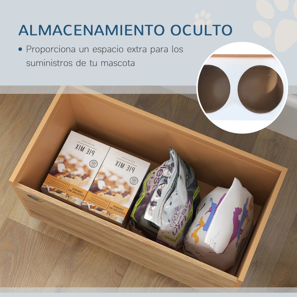 Ciotola Rialzata per Cani con Alimentatore Lento ¨C Xylo ¨C Acciaio Inox Rovere