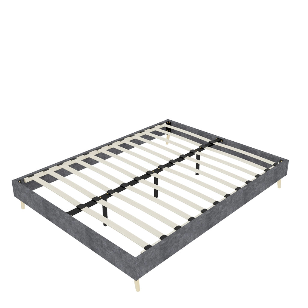LETTO Piatto moderno 140x200 cm Grigio in tessuto e metallo