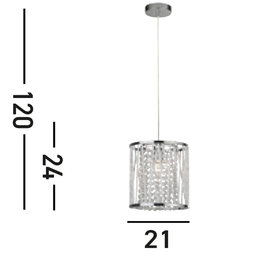 Sospensione Contemporanea Elisa Acciaio Cromo Vetro 1 Luce E27