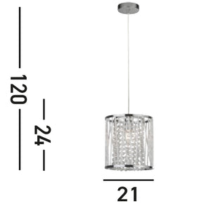 Sospensione Contemporanea Elisa Acciaio Cromo Vetro 1 Luce E27