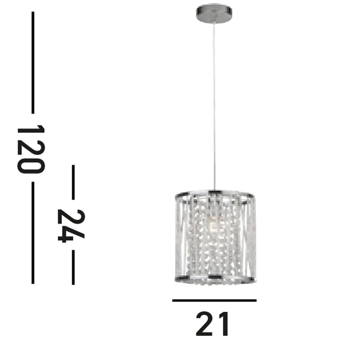Sospensione Contemporanea Elisa Acciaio Cromo Vetro 1 Luce E27
