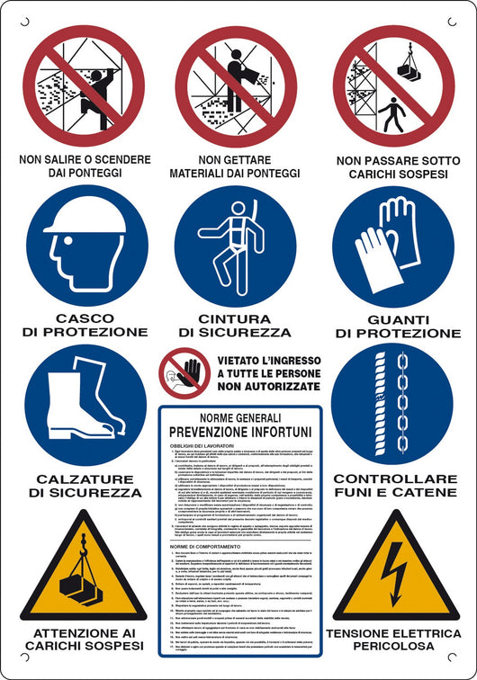 10pz cartello cantiere 12 simboli 80x60 cm cod:ferx.8831.stock