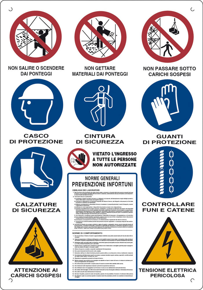 10pz cartello cantiere 12 simboli 80x60 cm cod:ferx.8831.stock