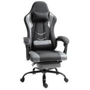 Sedia Gaming Ergonomica Ufficio Sedia da Scrivania, Sedia Girevole Regolabile in Altezza, Cuscino Lombare Regolabile con Poggiapiedi, 62x52x128 cm, Nero