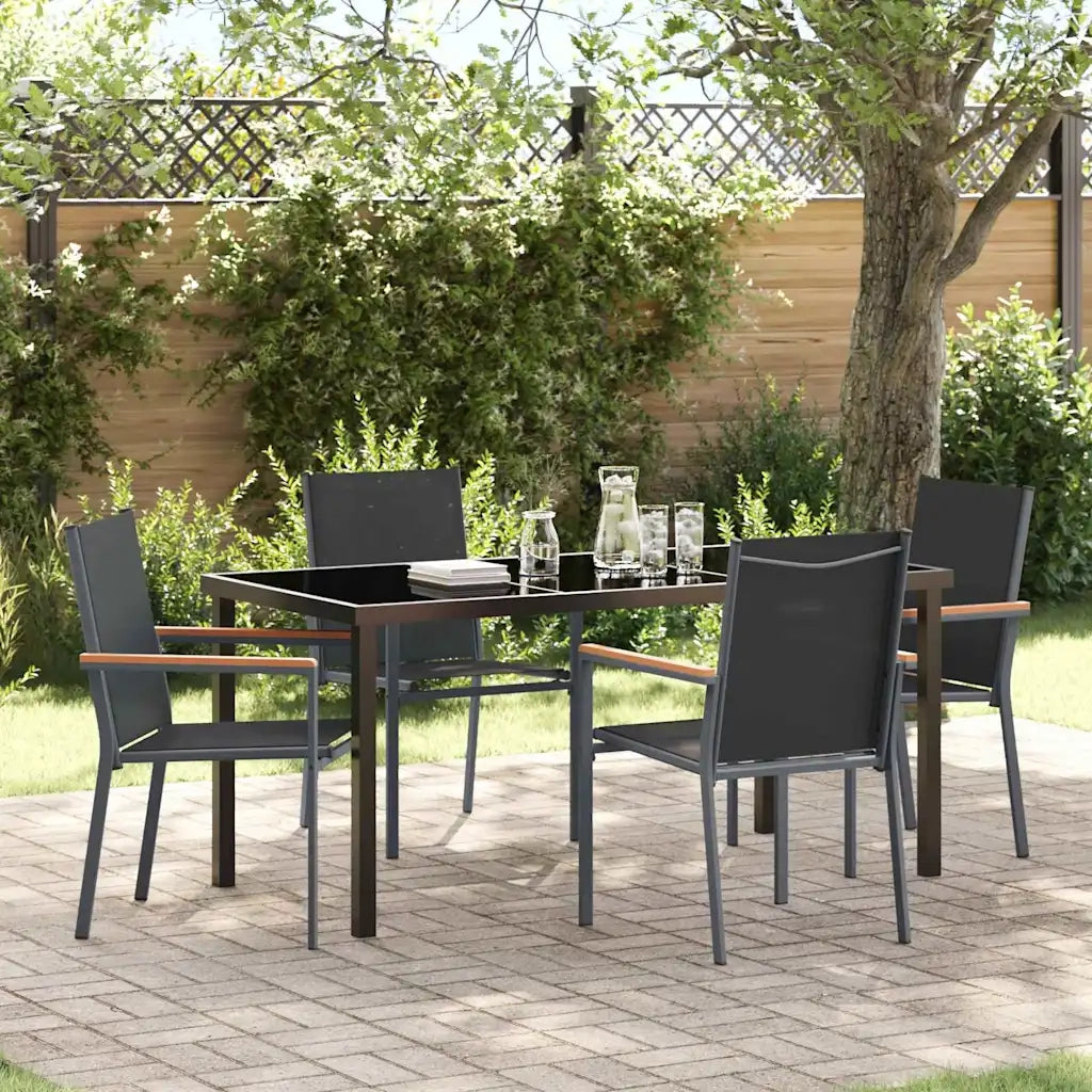 Set da Pranzo per Giardino 5 pcs Nero