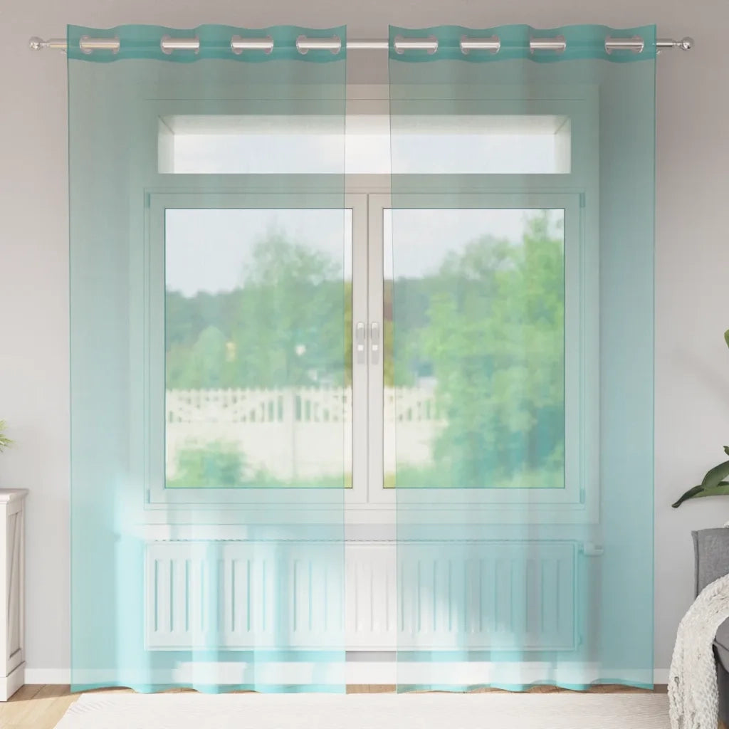 Tende in Voile con Occhielli 2 pz Turchese 4102145