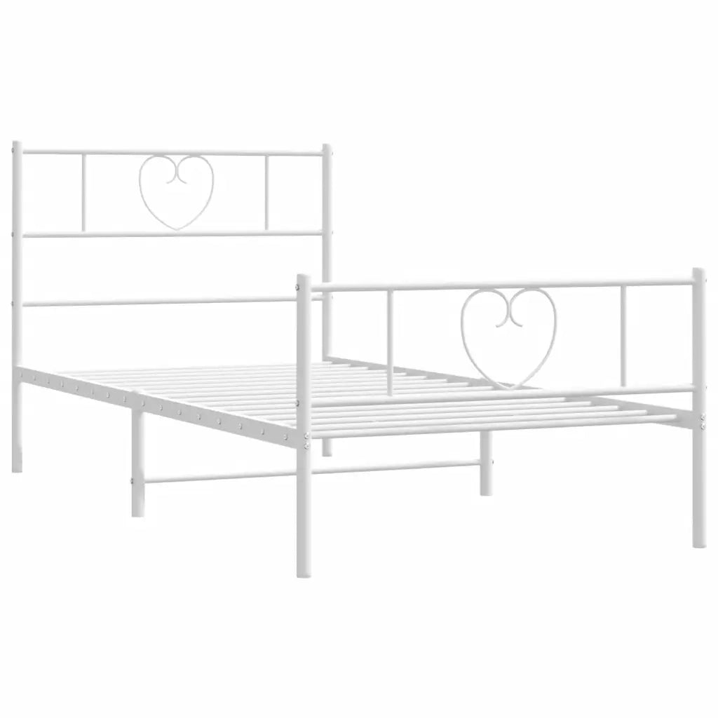 Giroletto con Testiera e Pediera-Struttura Letto Metallo Bianco 90x200 cm 434438
