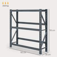 Scaffale Autoportante a 3 Livelli Ripiani Regolabili per 6 Casse di Bevande 110x30x110 cm Grigio