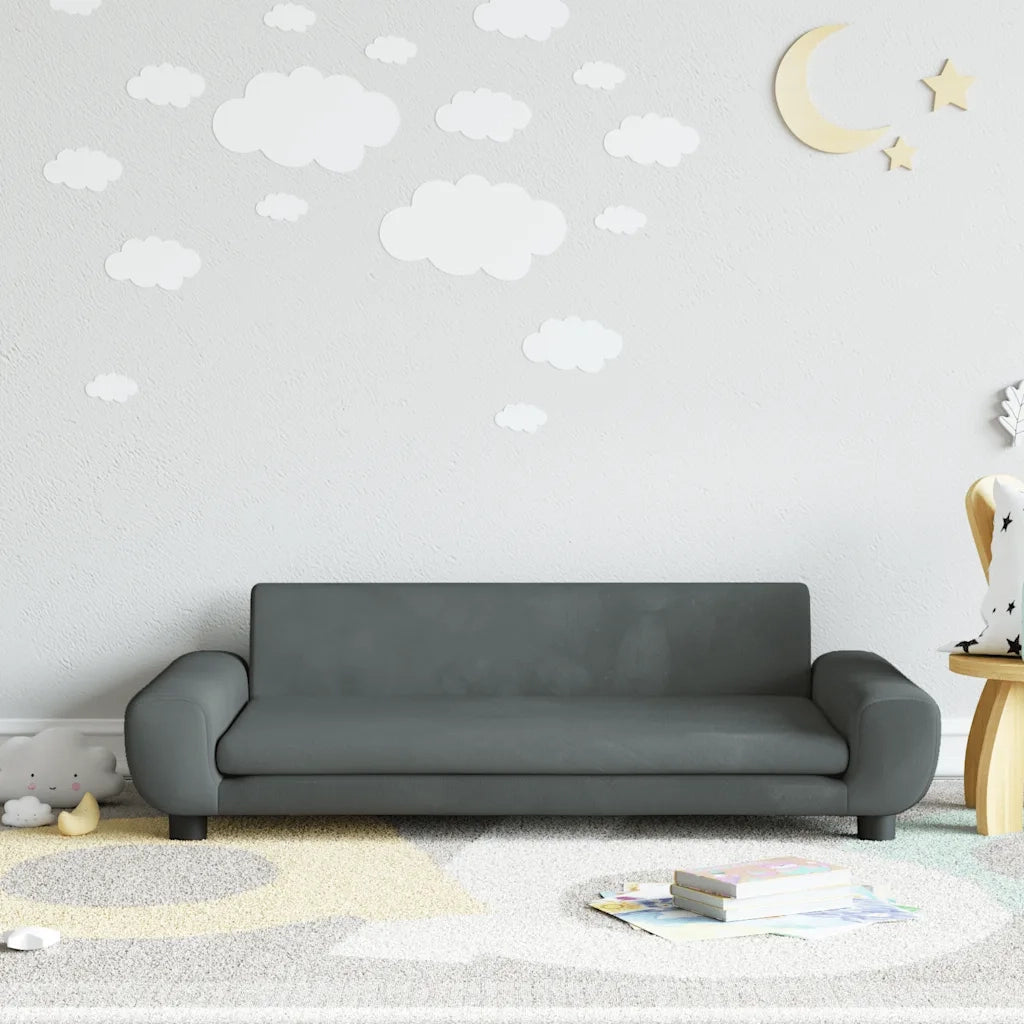 Divano per Bambini-Sofa-Divanetto Grigio Scuro 100x54x33 cm in Velluto