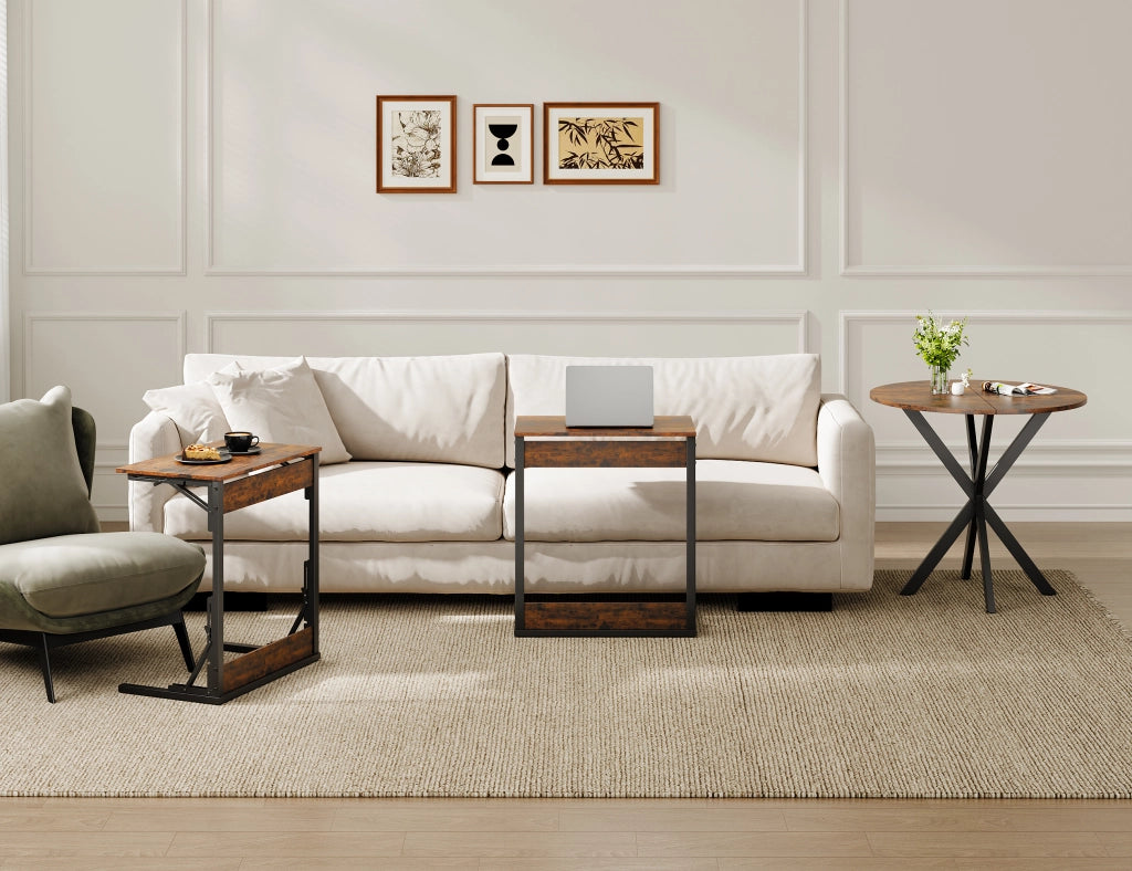 TAVOLINO C 60x37x71 cm Marrone rustico in metallo e pannello truciolare
