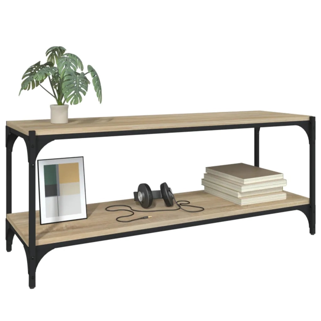 Mobile TV Rovere Sonoma 100x33x41cm Legno Multistrato e Acciaio
