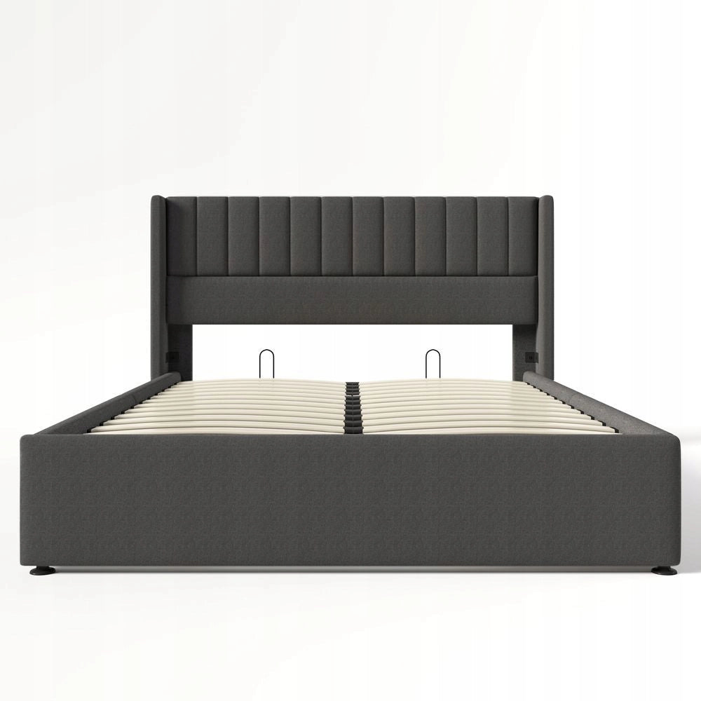 Letto con sistema idraulico - Xylo - 160x200 cm - Grigio - Con contenitore