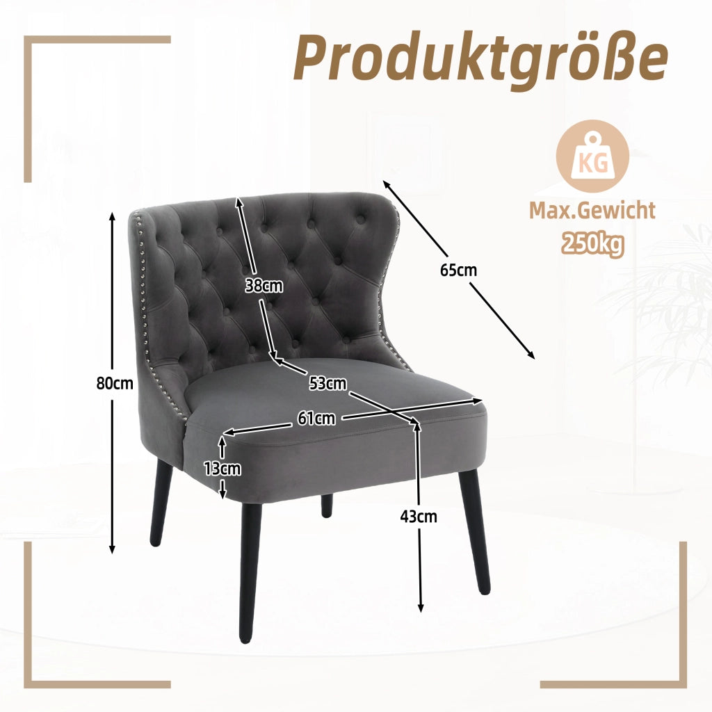 Poltrona in Velluto con Bottoni e Gambe in Legno ¨C MINIMAL ¨C Design Moderno