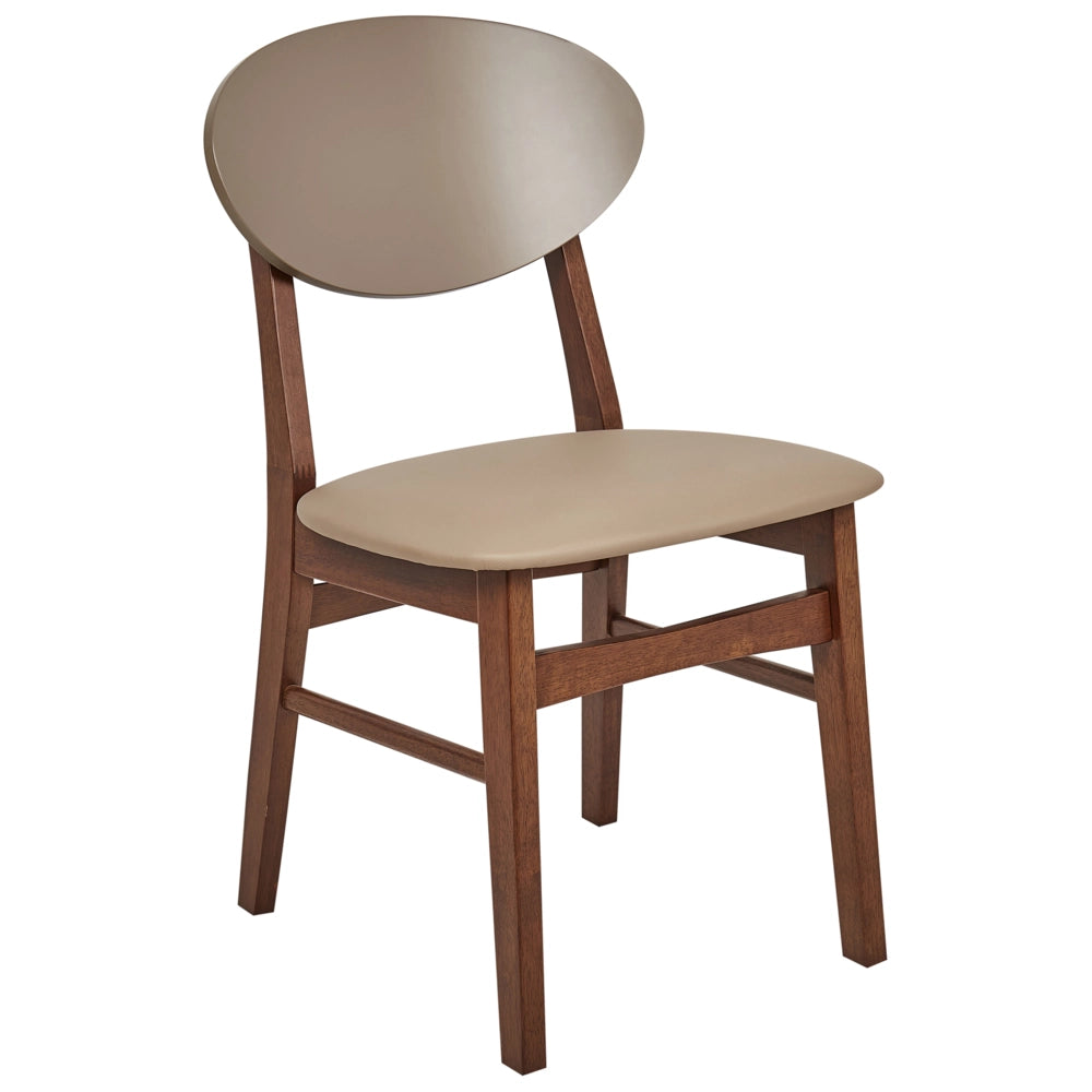Set di 2 sedie da pranzo Struttura in legno di gomma scuro Seduta in ecopelle marrone Senza braccioli Design scandinavo