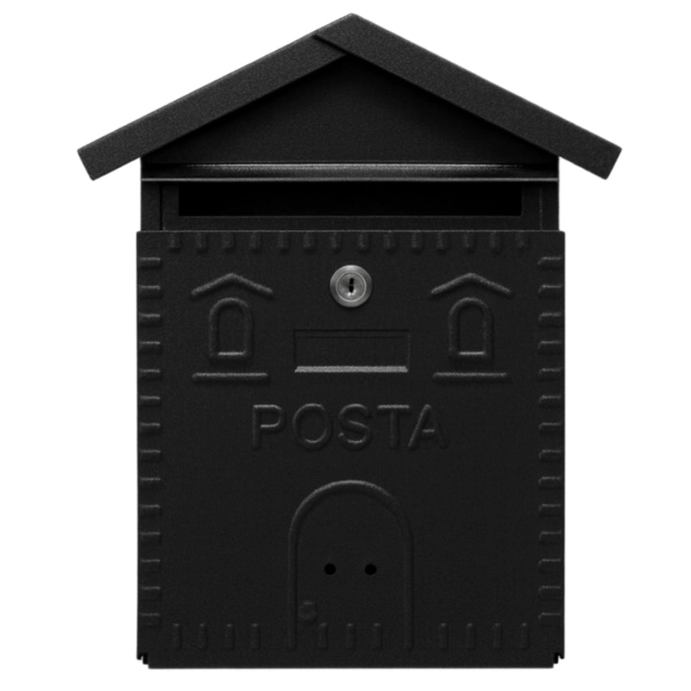 Cassetta postale rustica nera in ferro battuto 280x90xh.350 mm