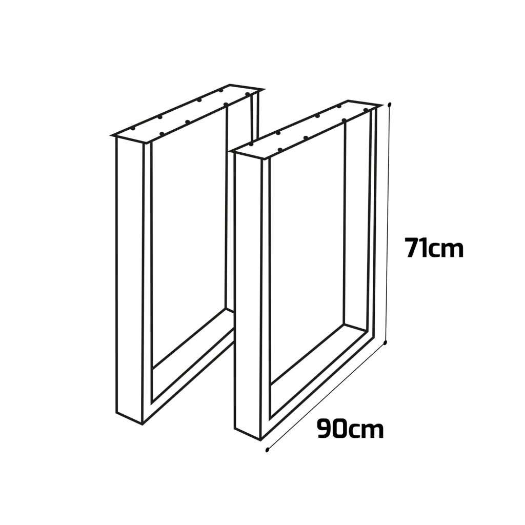 SQUARED - Set di 2 piedi per tavolo in acciaio polverizzato con forma quadrata. Colore nero. Altezza da terra 71cm