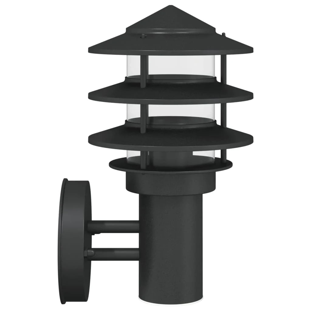 Set di 2 applique da esterno 15,5 x 15,5 x 28 cm design elegante resistente alle intemperie acciaio inox nero 02_0056552