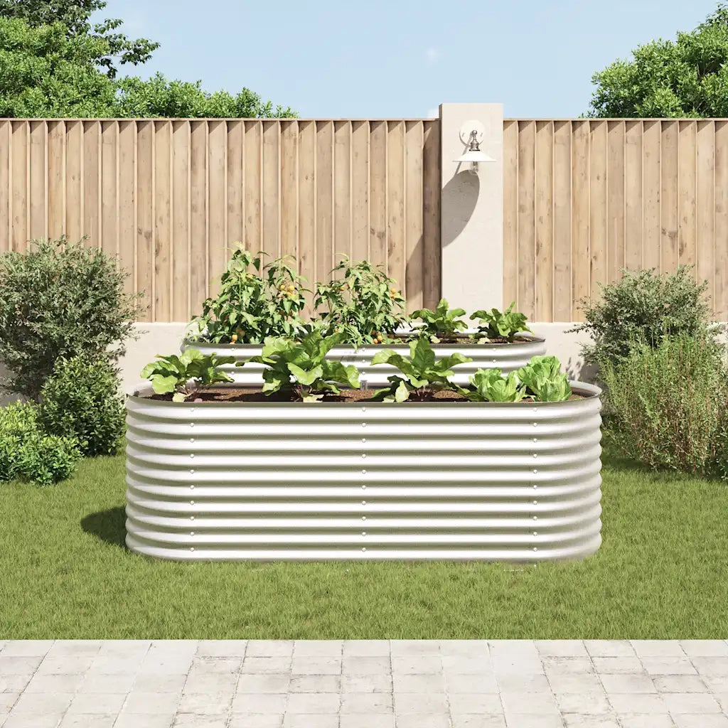 Letto Rialzato Giardino 240x80x81 cm in Acciaio Zincato Argento 45513