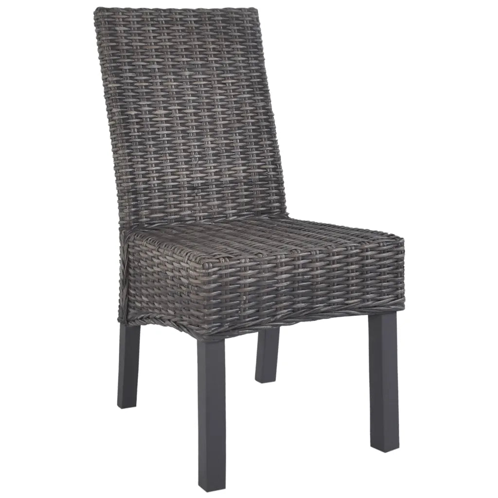 Sedie da Pranzo 2 pz Marroni in Rattan Kubu e Legno di Mogano 246655