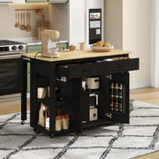Isola cucina estraibile - Zephmum - 120 cm - Con bar, prese, 2 cassetti