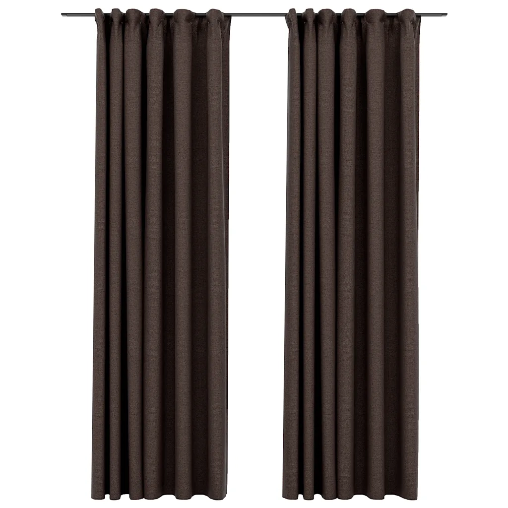 Tende Oscuranti con Ganci Effetto Lino 2 pz Talpa 140x225 cm 321205