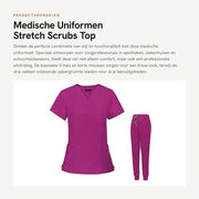 Vestito di Scrub Professionale a V Collo - Camicia Corta con 3 Tasche - Pantaloncino Yogabroek Slim Fit - Impermeabile - Stoffa Leggero e Stirato - Abbigliamento Medico