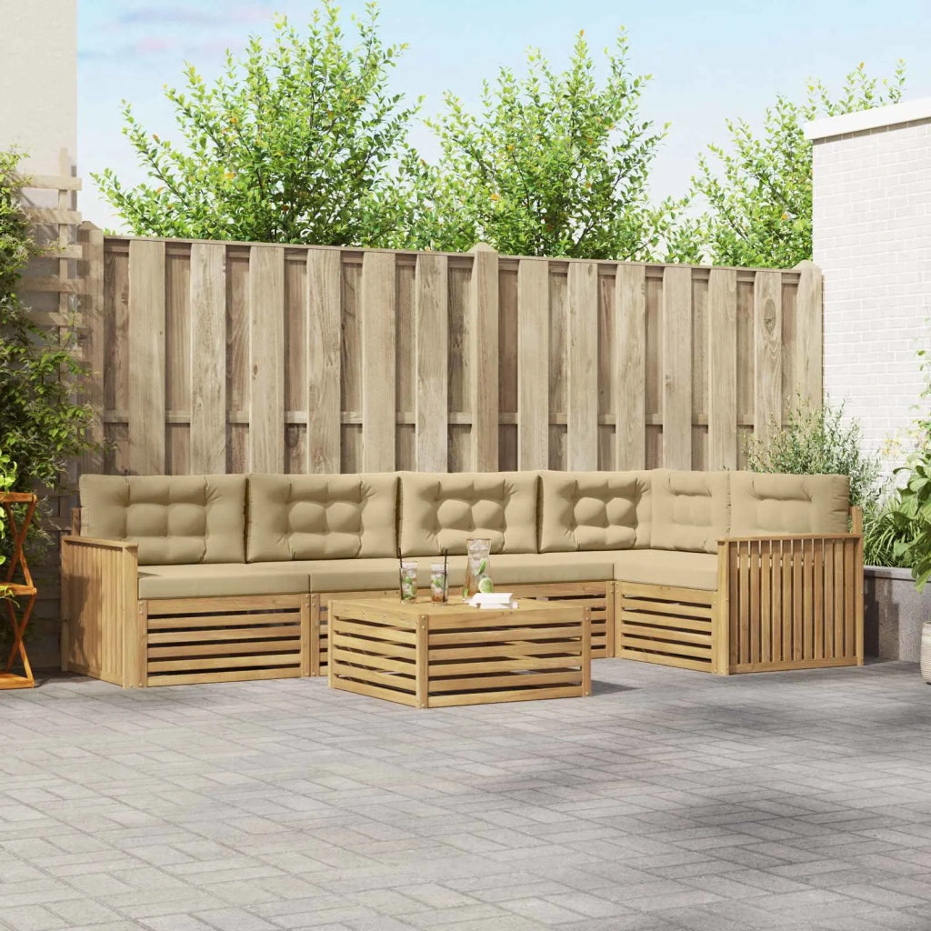 Set di divani da esterno 6 pcs Bianco e Beige 79 x 79 x 37 cm 3390523