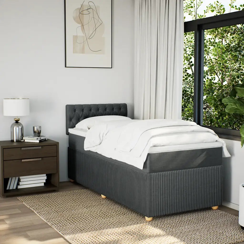 Giroletto a Molle con Materasso Grigio Scuro 100x200 cm Tessuto