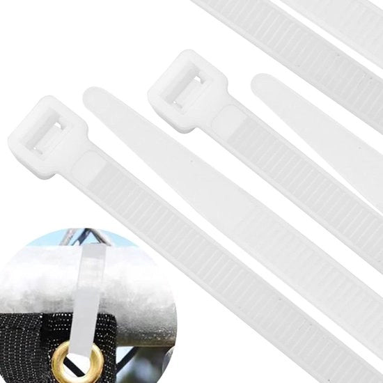 20 cavi a strappo - 300mm x 12mm - resistenza al trascinamento 110 kg - nylon bianco