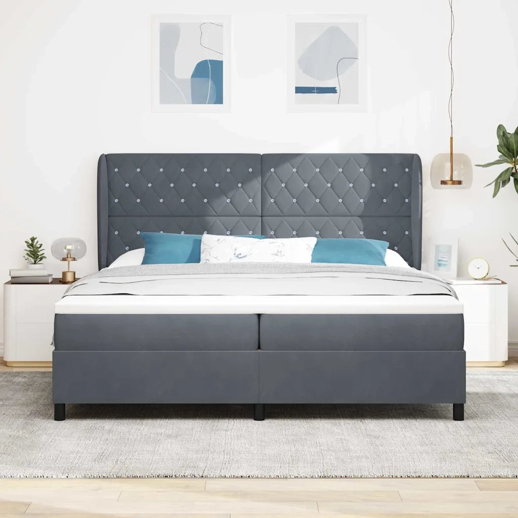 Letto a molle con materasso Grigio scuro 200 x 200 cm Velluto 3340893