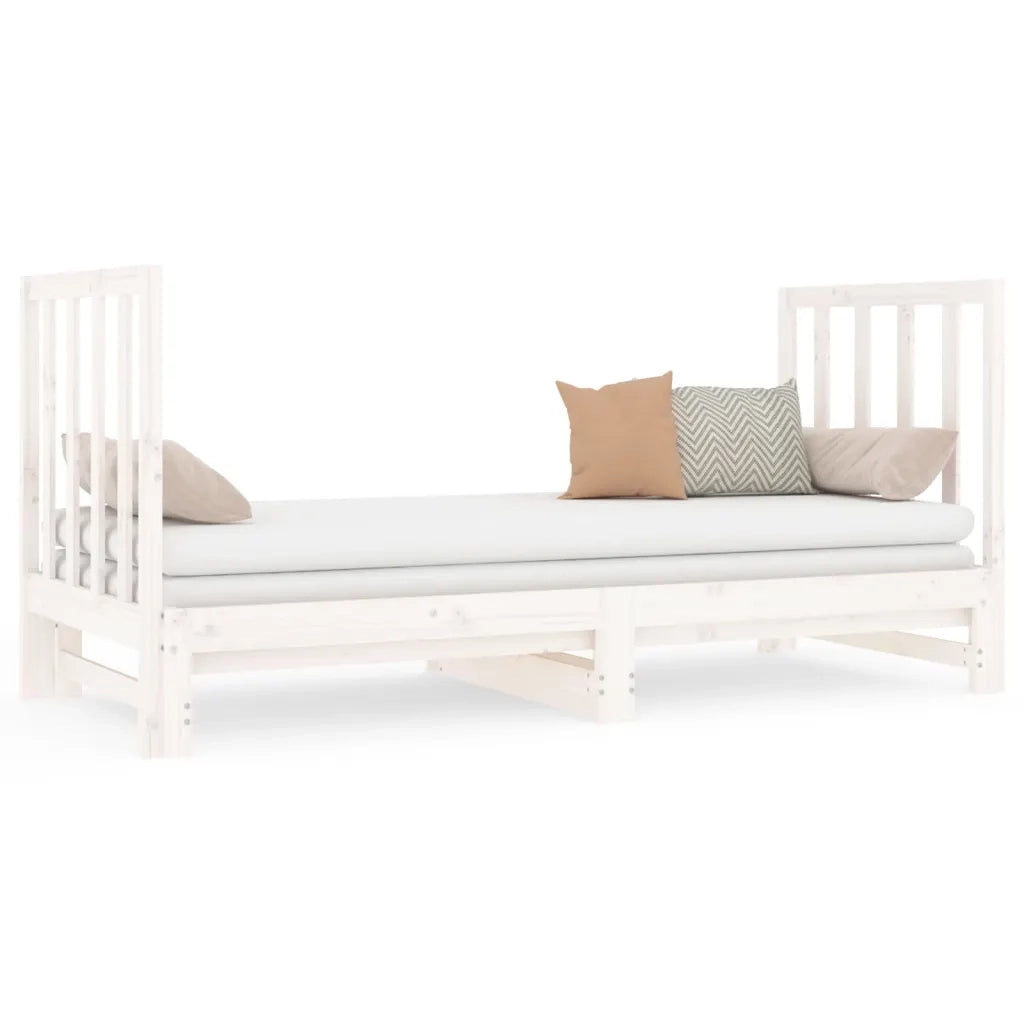 Dormeuse Estraibile Bianca 2x(90x190) cm Legno Massello di Pino 3124768