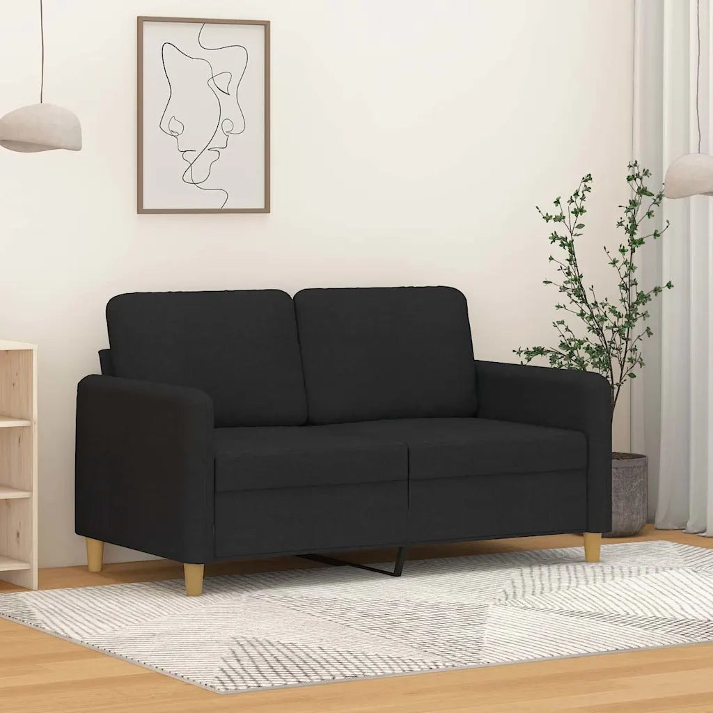 Divano | Divano da soggiorno | Sofa a 2 Posti Nero 120 cm in Tessuto
