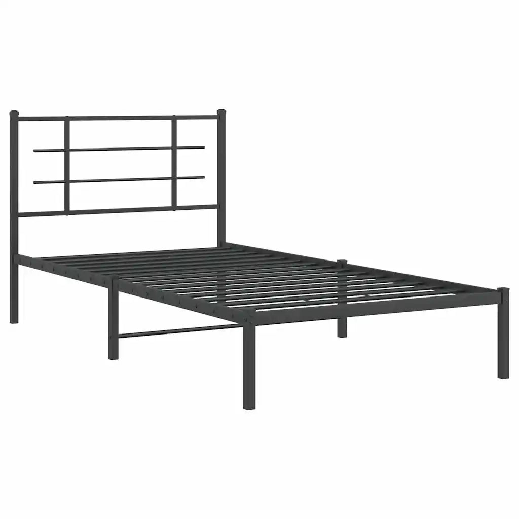 Giroletto con Testiera Metallo Nero 100x200 cm 355556