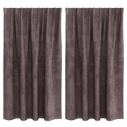 Tende in Velluto con tende 2 pz Marrone 140 x 140 cm Velluto