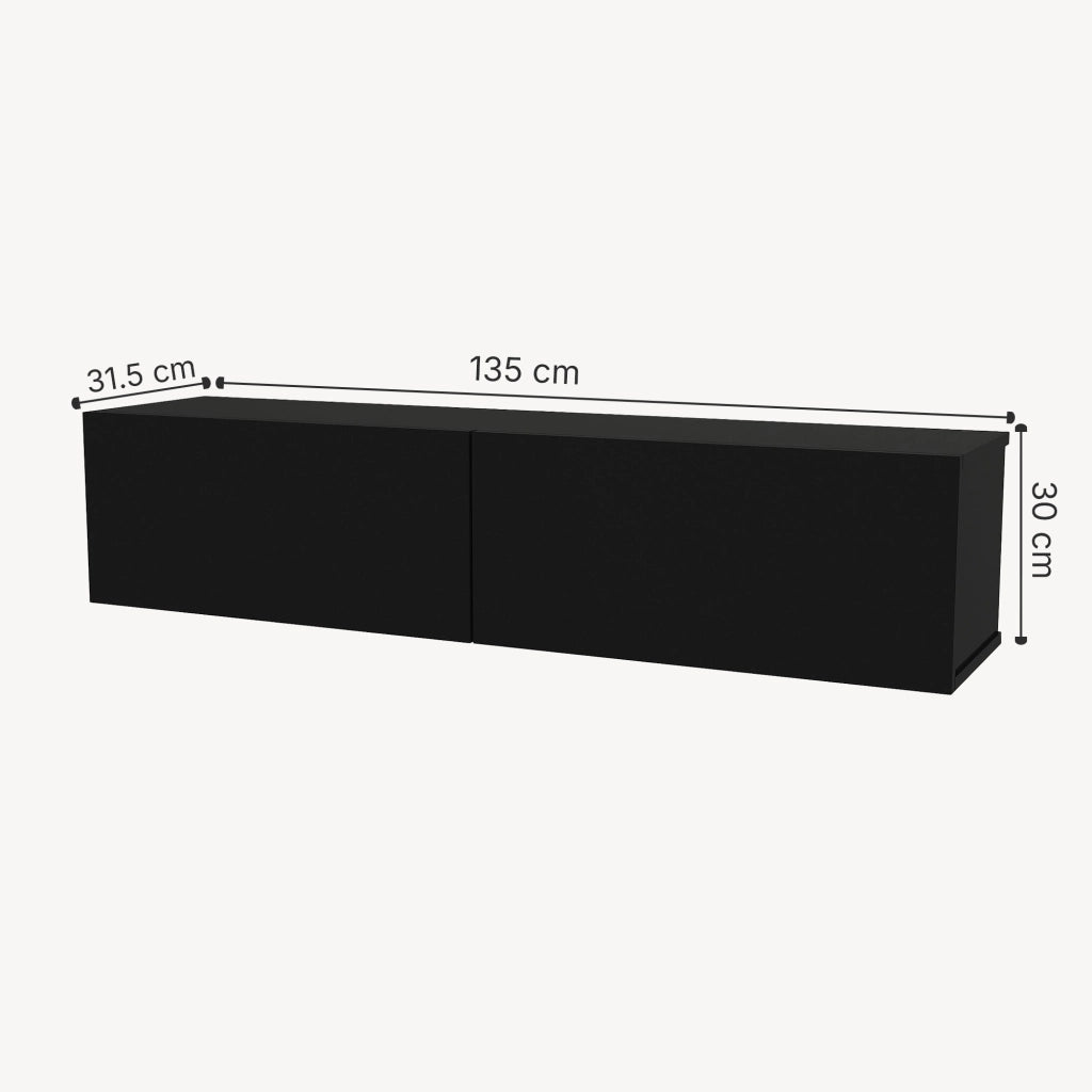 Mobile TV da Parete Nolven con 2 Ante a Ribalta 135 x 32 x 30 cm - Nero [en.casa]