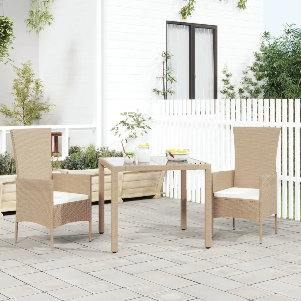 Sedie da Giardino con Cuscini 2 pz | Sedie da Esterno in Polyrattan Beige