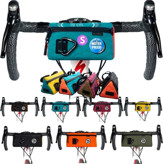 Sacchetto per bicicletta - Telaio a forma di triangolo, contenitore acqua resistente, materiale nylon e poliestere, 1L, 19x10x10 cm, accessori per mountain bike e biciclette elettriche.