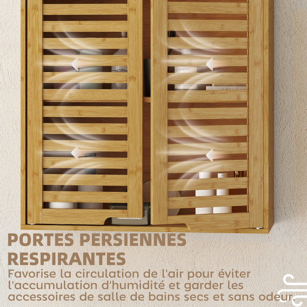 Mobile da bagno sospeso ¨C zephmum ¨C bamb¨´ 60x20x60 cm