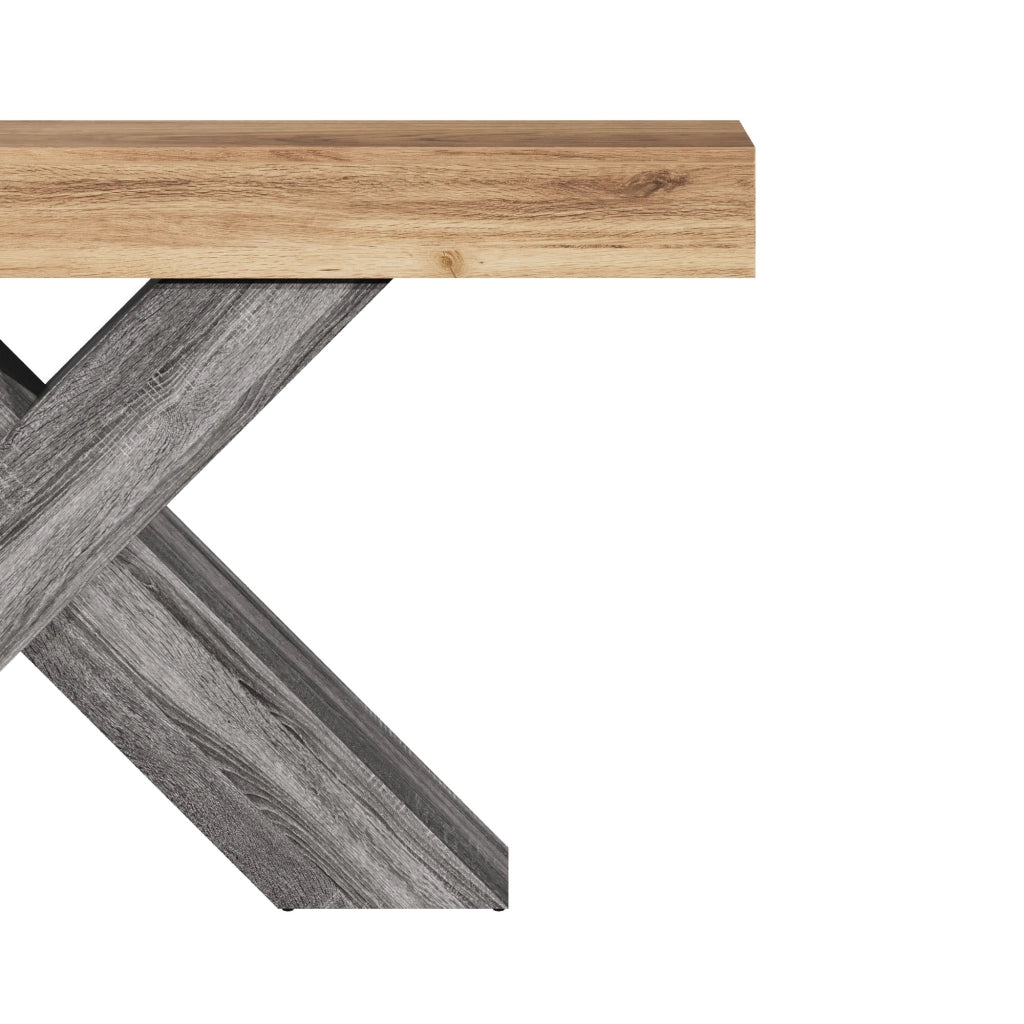 Consolle con struttura a X e piano aperto per ingresso in truciolare 140×30×80 cm naturale
